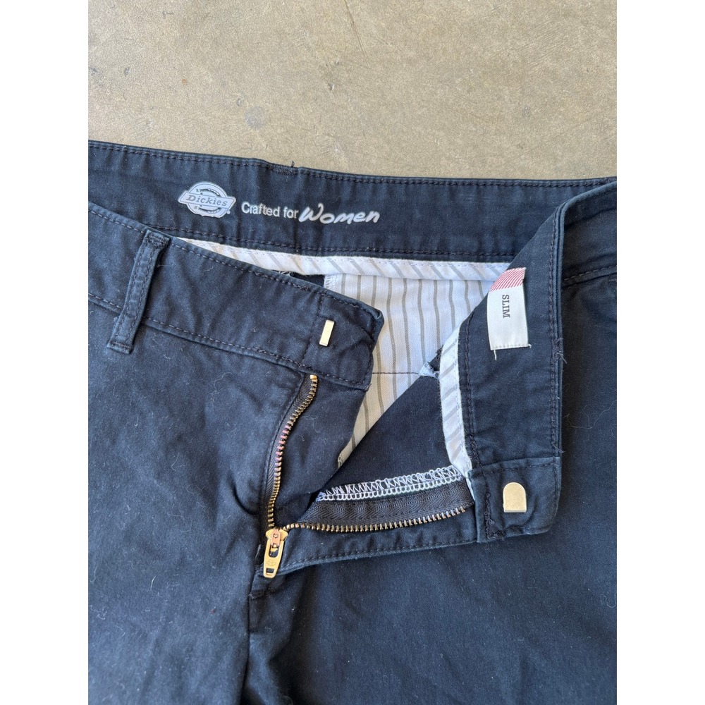 Dickies Crafted for Women Slim Fit Straight Leg Black Work Pants Size 8L Long - Picture 3 of 7